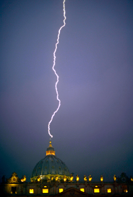 Photo of lightning striking St.Peter's square on the day the Pope announced his resignation.